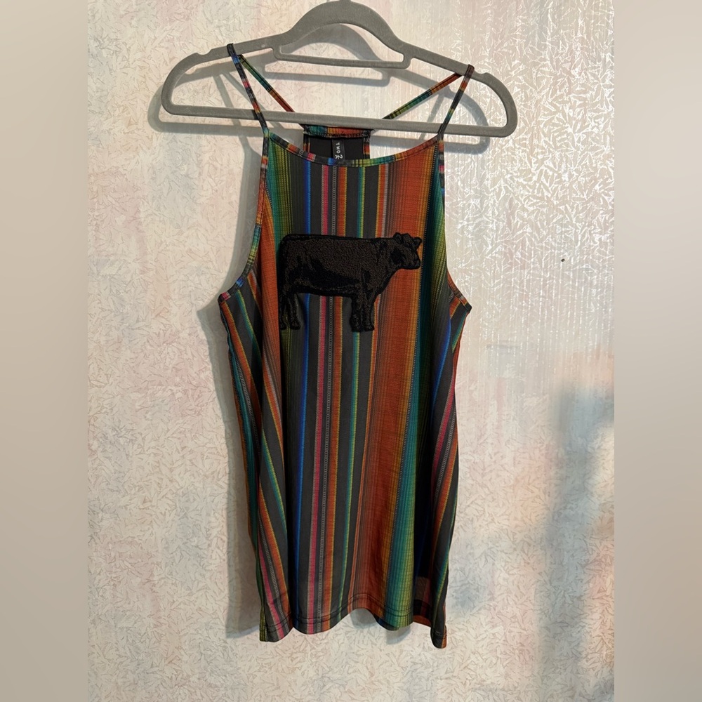 Two 2 Fly, Herd That Angus Halter Top, Made In The USA, With Heffer Appliquéd XS
